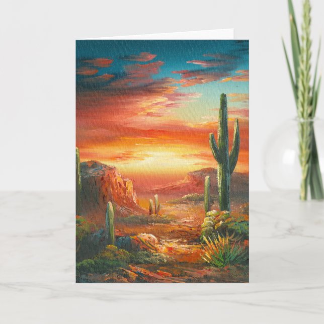 Painting Of A Colourful Desert Sunset Painting Card (Front)
