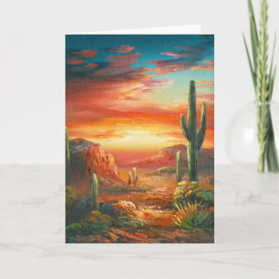 Painting Of A Colourful Desert Sunset Painting Card