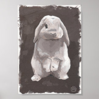 Painting Of A Cute Rabbit Sitting Up Poster