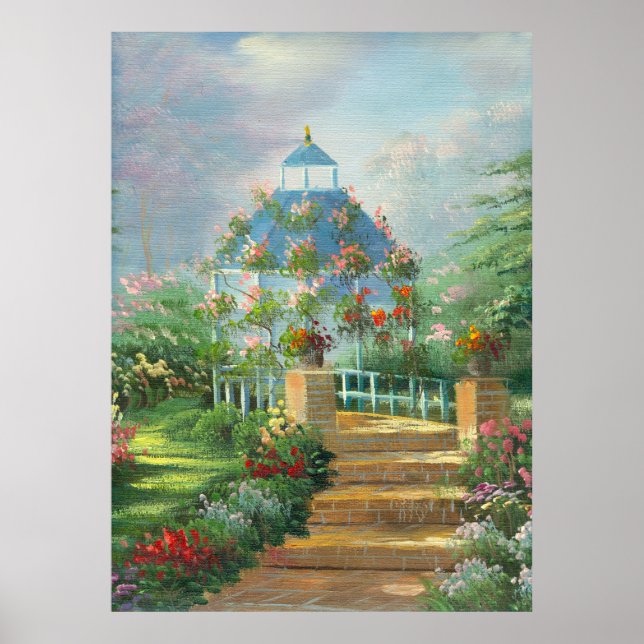 Painting Of A Flower Covered Gazebo In Summer Poster (Front)
