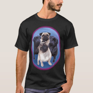 Painting of a Four Pug Posse T-Shirt