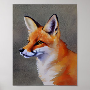 Painting of a fox animal poster