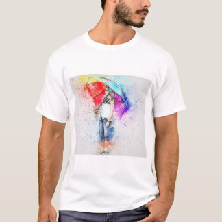 painting of a lady holding umbrella T-Shirt