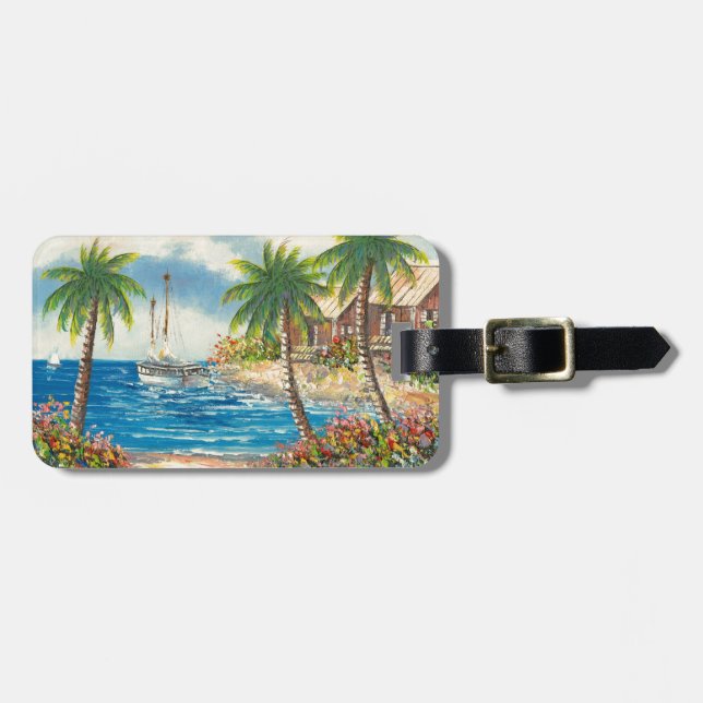 Painting Of A Sailboat In Hawaii Luggage Tag (Front Horizontal)