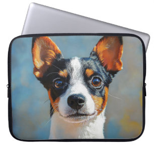 PAINTING OF A SMALL TOY FOX TERRIER DOG LAPTOP SLEEVE