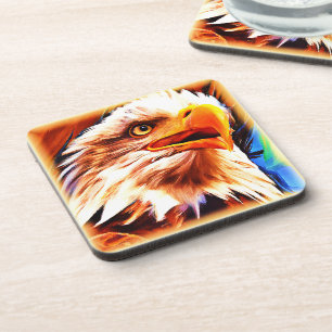 Painting of a Stunning Eagles Face. Buy Now Coaster