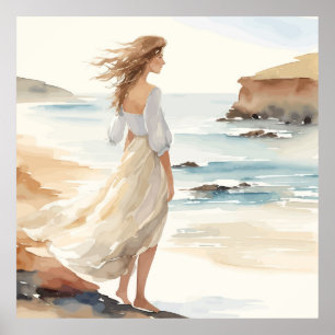 Painting of a woman in a white dress Art Print