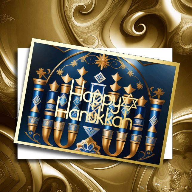 Painting of Abstract Hanukkah Menorah Foil Holiday Card (Creator Uploaded)
