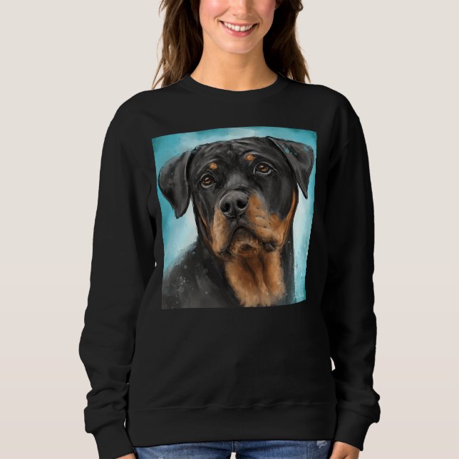 Painting Of An Adorable Rottweiler With A Curious  Sweatshirt (Front)