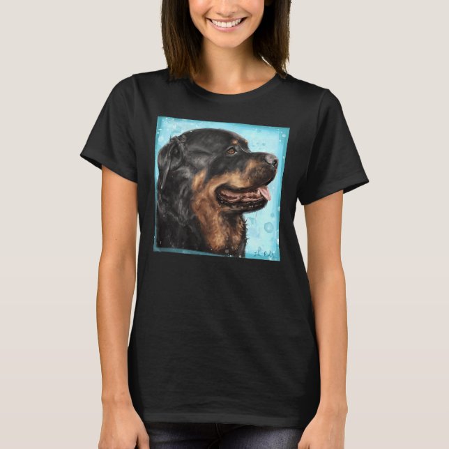 Painting Of An Adorable Rottweiler With Its Tongue T-Shirt (Front)