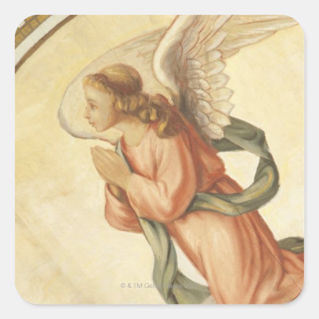 Painting of an angel praying square sticker (Front)