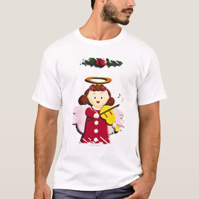 Painting of angel playing Violin, Illustration T-Shirt (Front)