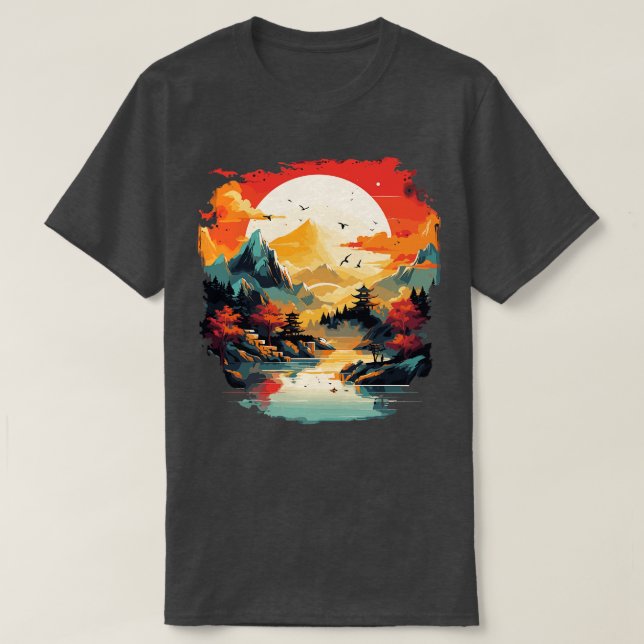 Painting Of Asian Landscape T-Shirt (Design Front)