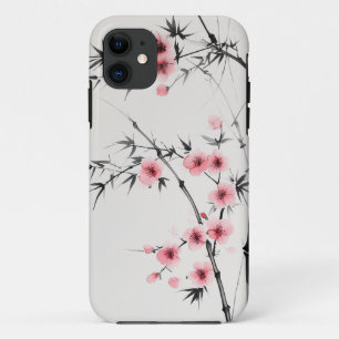 Painting of bamboo and cherry blossoms in wash  iPhone 11 case