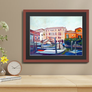 Painting of Boats From Dorsoduro, Venice, IT Poster