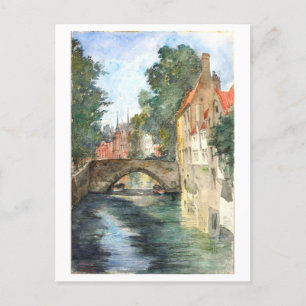 Painting of Bruges, Belgium, Postcard