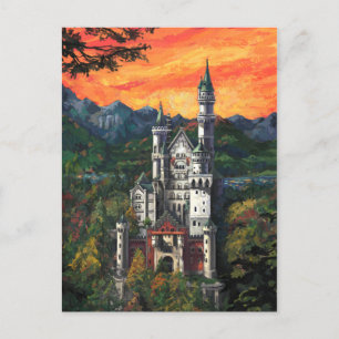 Painting of Castle Schloss Neuschwanstein Postcard