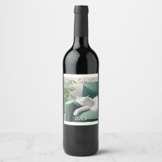 Painting of Cat Sleeping on a Green Couch Wine Label