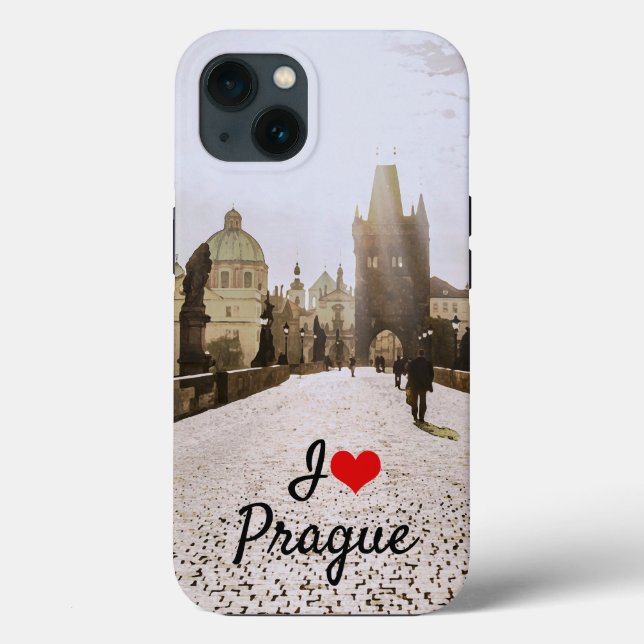 Painting of Charles bridge in Prague on sunrise Case-Mate iPhone Case (Back)