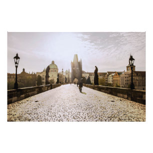 Painting of Charles bridge in Prague on sunrise Photo Print