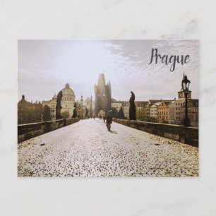Painting of Charles bridge in Prague on sunrise Postcard