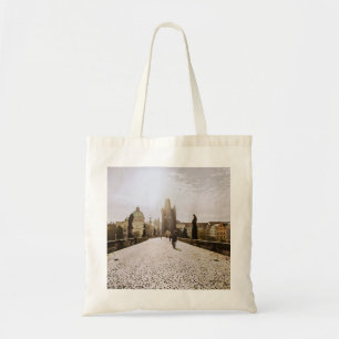 Painting of Charles bridge in Prague on sunrise Tote Bag