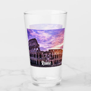 Painting of Colosseum in Rome at sunset Glass