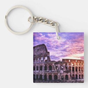 Painting of Colosseum in Rome at sunset Key Ring