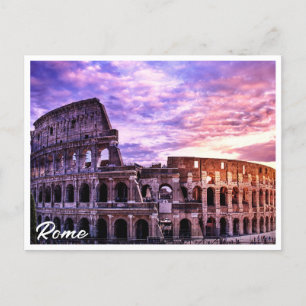 Painting of Colosseum in Rome at sunset Postcard
