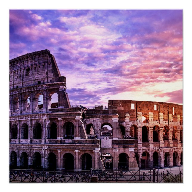 Painting of Colosseum in Rome at sunset Poster (Front)