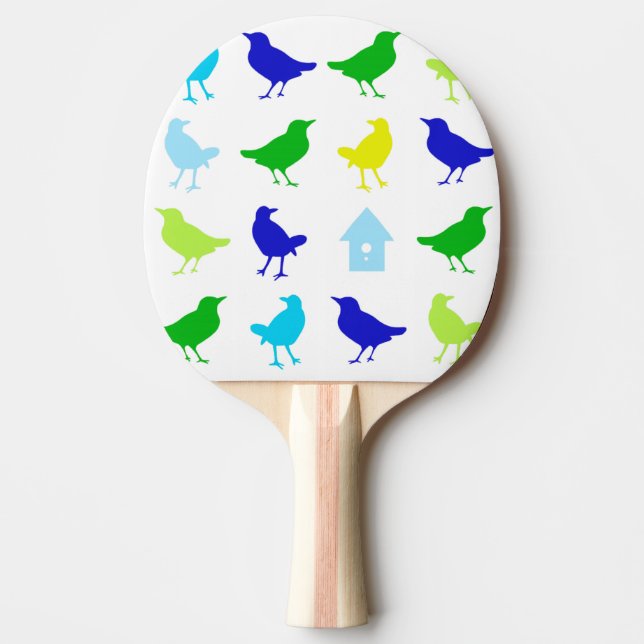 Painting of Coloured Birds by Chariklia Zarris Ping Pong Paddle (Front)