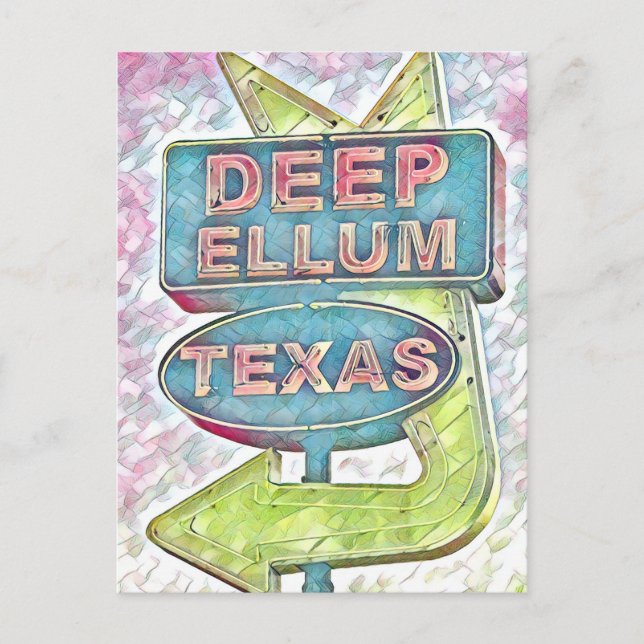 Painting of Deep Ellum sign, Dallas Texas Postcard (Front)