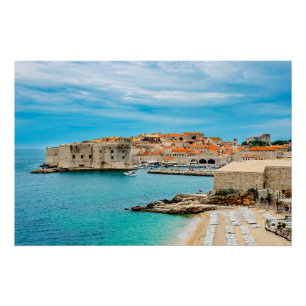 Painting of Dubrovnik beach Poster