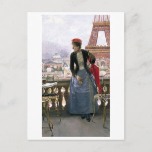 Painting of Eiffel Tower  Postcard