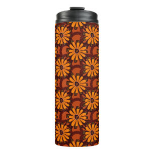 Painting of falling flowers, doodles, grunge textu thermal tumbler