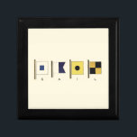 Painting of Four Flags with Sail Written Beneath Gift Box<br><div class="desc">A not so subtle entreaty to travel the seas,  this painting features four flags with the word "sail" written beneath them. Do you feel the call of the ocean? A perfect gift for that special someone you want to take a cruise with you!</div>