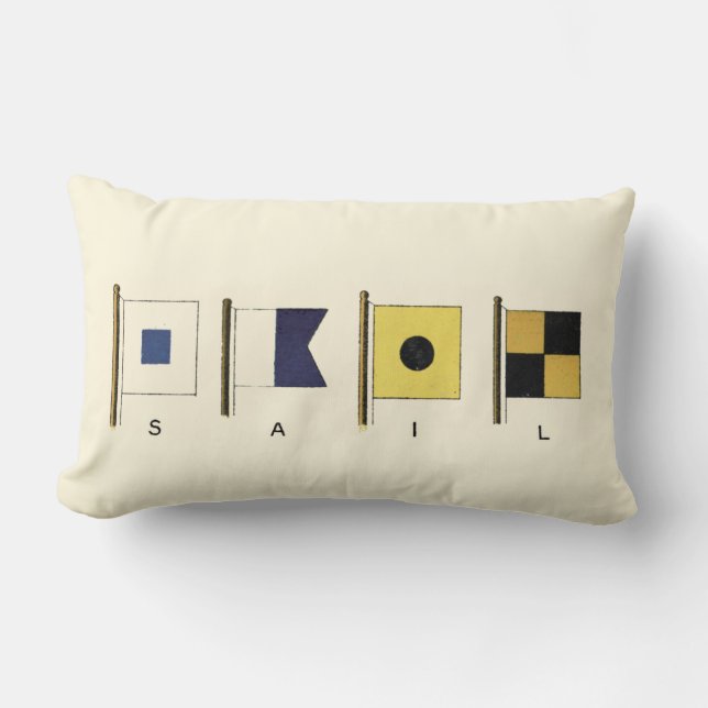 Painting of Four Flags with Sail Written Beneath Lumbar Cushion (Front)