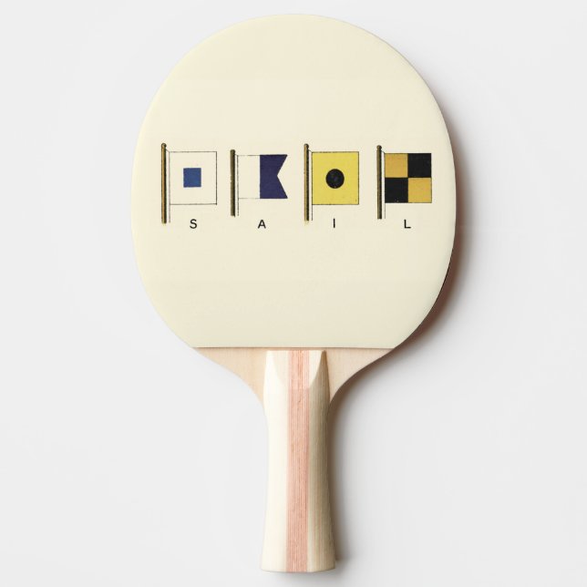 Painting of Four Flags with Sail Written Beneath Ping Pong Paddle (Front)