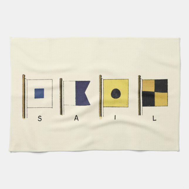 Painting of Four Flags with Sail Written Beneath Tea Towel (Horizontal)
