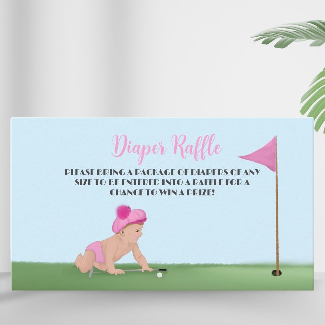 Painting Of Golf Baby Girl Sweet Caddy Baby Shower Enclosure Card (Add a sweet touch to your golf-themed baby shower with this card!)