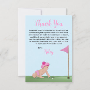 Painting Of Golf Baby Girl Sweet Caddy Baby Shower Thank You Card