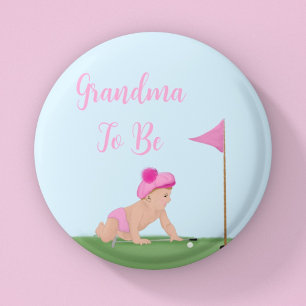 Painting Of Golf Baby Girl Sweet Caddy Big Sister 6 Cm Round Badge