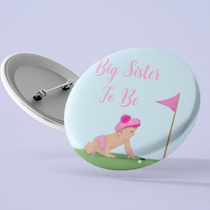 Painting Of Golf Baby Girl Sweet Caddy Big Sister 6 Cm Round Badge