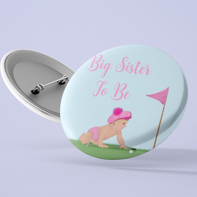 Painting Of Golf Baby Girl Sweet Caddy Big Sister 6 Cm Round Badge (Creator Uploaded)
