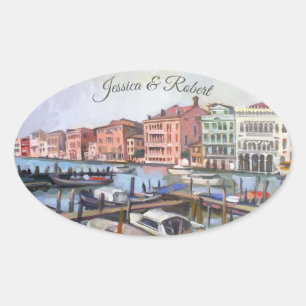Painting of Grand Canal, Venice, Italy Oval Sticker