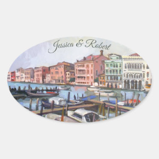 Painting of Grand Canal, Venice, Italy Oval Sticker
