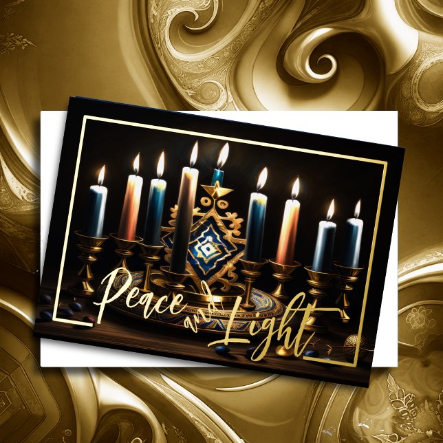 Painting of Menorah Candles Foil Holiday Card (Creator Uploaded)