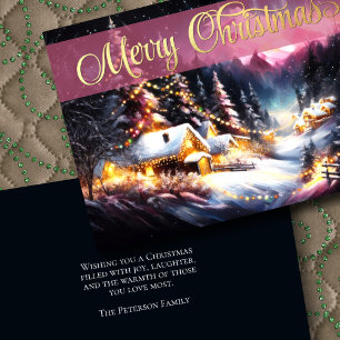 Painting of Mountain Winter Serenity Christmas Card