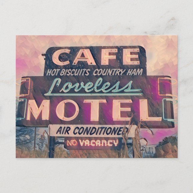 Painting of neon sign at Loveless Cafe Postcard (Front)