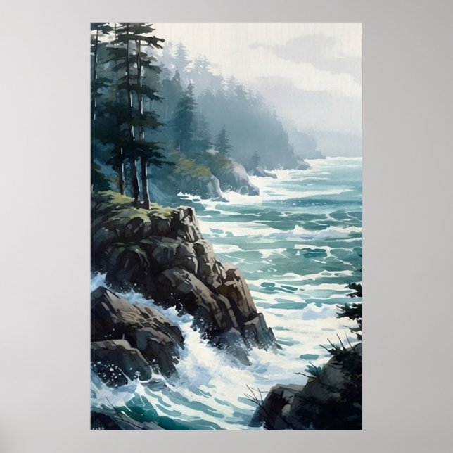 Painting Of Ocean Poster Art Print Wall Art (Front)